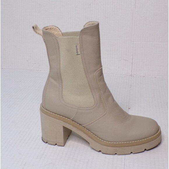 NEROGIARDINI Heeled Leather Chelsea Boot Booties Beige Khaki 9 - Picture 7 of 13